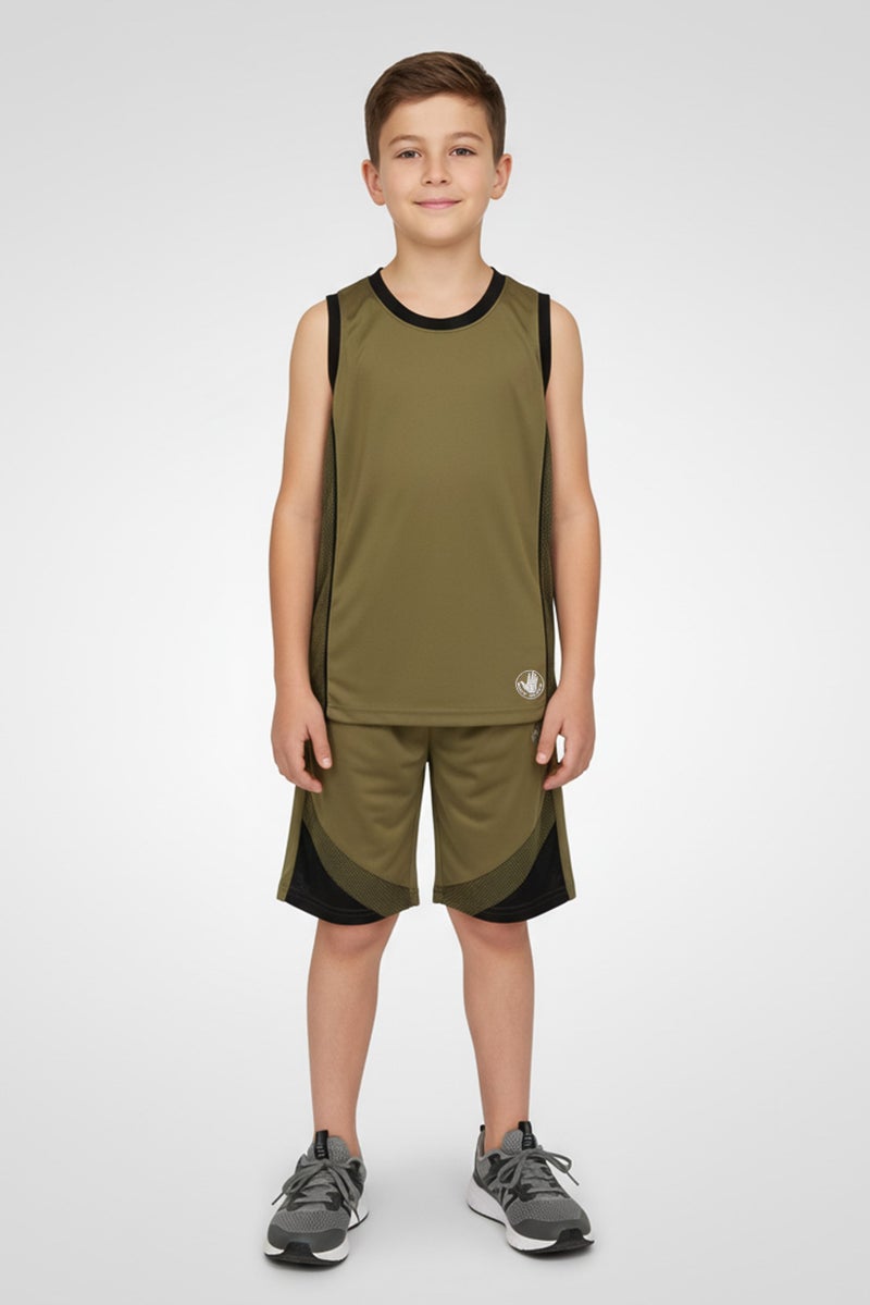 Body Glove Kids Boy 3 Pieces Brand Logo T-Shirt And Vest With Shorts Set, Multicolor - Image 1